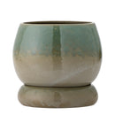 Bloomingville - Imke Urtepotte m/underskål, Grøn, Stentøj - Ø18,5 × H17,5 cm