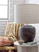 Bloomingville - Isabelle Bordlampe, Grå, Stentøj - Ø44 × H62 cm