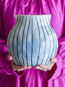 Bloomingville - Esra Vase, Blå, Stentøj - L21,5 × H22 × B13 cm