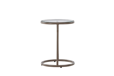 Venture Home - Stavanger – sidebord Ø35 cm – brun stålramme og klar glasplade - Bolig og Haven