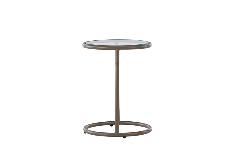 Venture Home - Stavanger – sidebord Ø35 cm – brun stålramme og klar glasplade