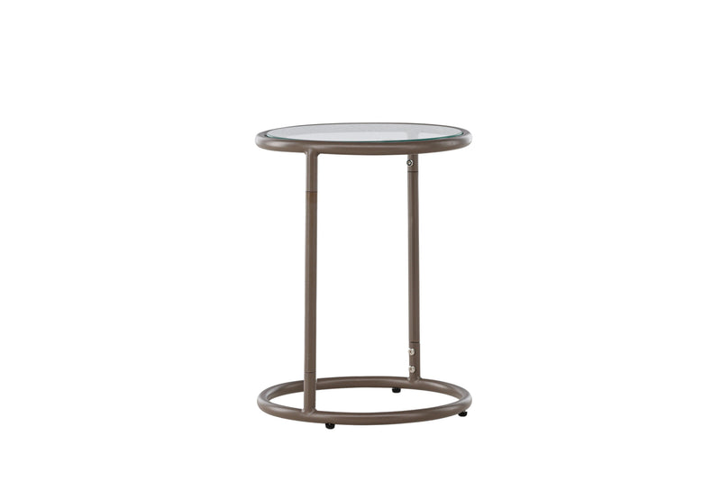 Venture Home - Stavanger – sidebord Ø35 cm – brun stålramme og klar glasplade