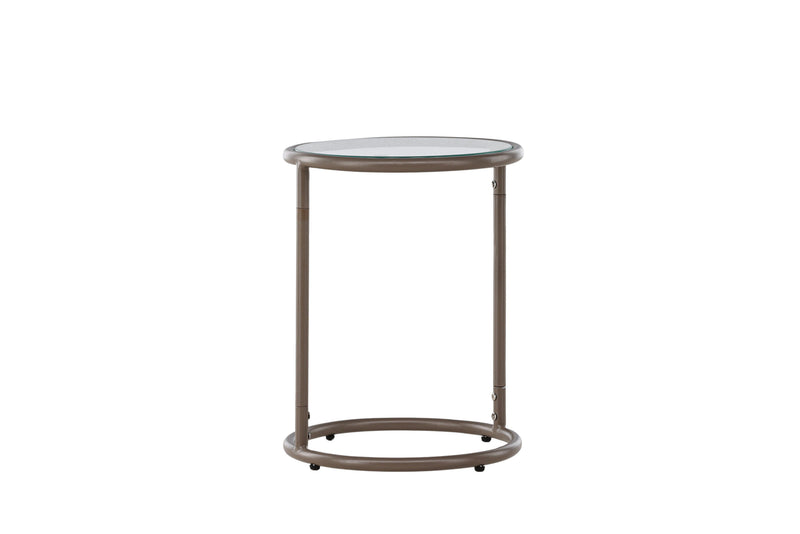 Venture Home - Stavanger – sidebord Ø35 cm – brun stålramme og klar glasplade