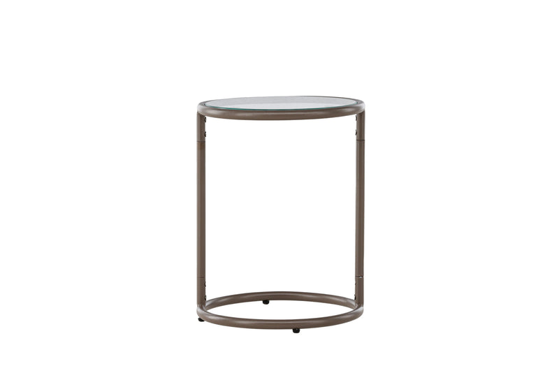 Venture Home - Stavanger – sidebord Ø35 cm – brun stålramme og klar glasplade