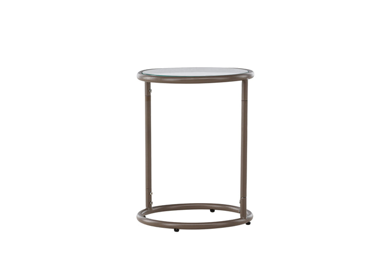 Venture Home - Stavanger – sidebord Ø35 cm – brun stålramme og klar glasplade