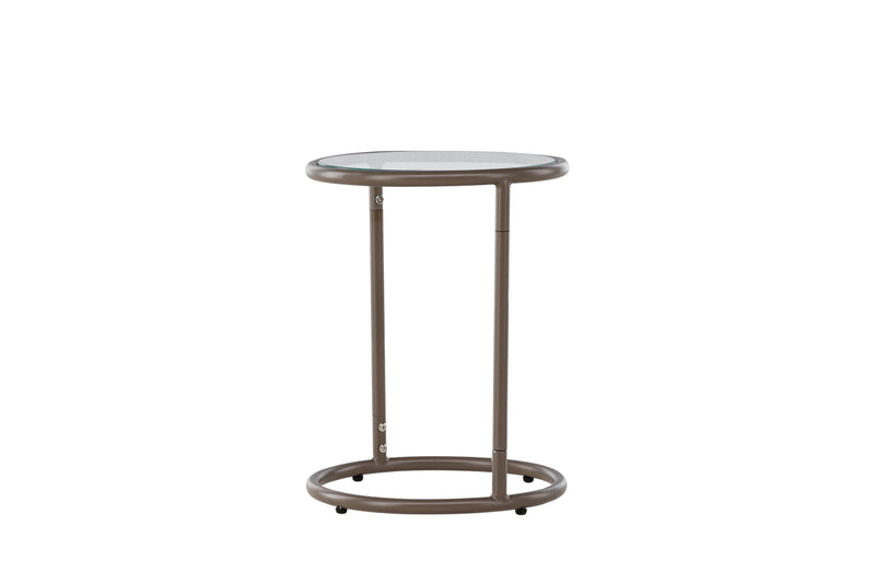 Venture Home - Stavanger – sidebord Ø35 cm – brun stålramme og klar glasplade