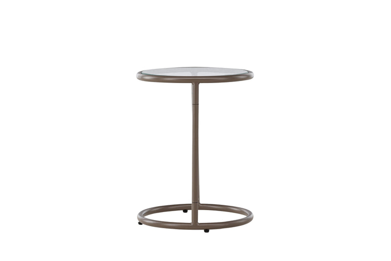 Venture Home - Stavanger – sidebord Ø35 cm – brun stålramme og klar glasplade