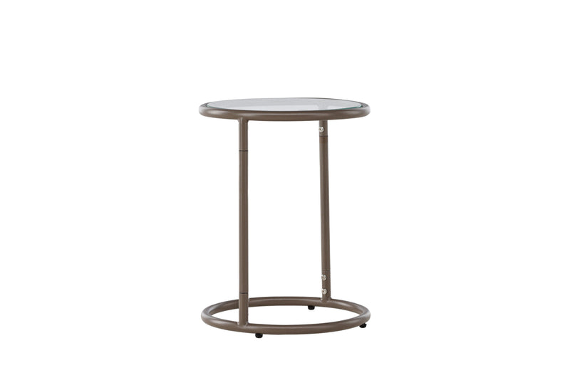 Venture Home - Stavanger – sidebord Ø35 cm – brun stålramme og klar glasplade