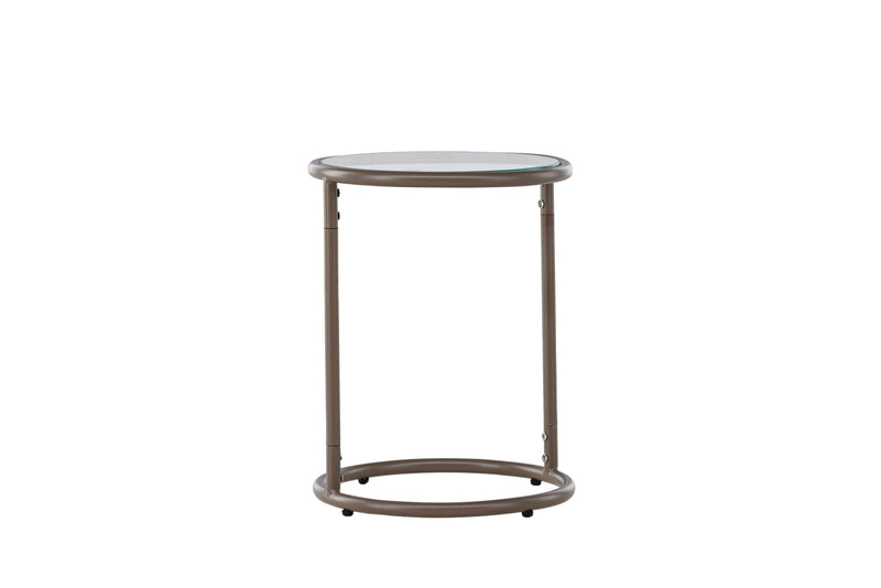 Venture Home - Stavanger – sidebord Ø35 cm – brun stålramme og klar glasplade