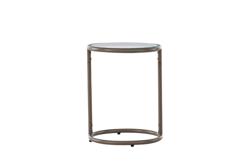 Venture Home - Stavanger – sidebord Ø35 cm – brun stålramme og klar glasplade