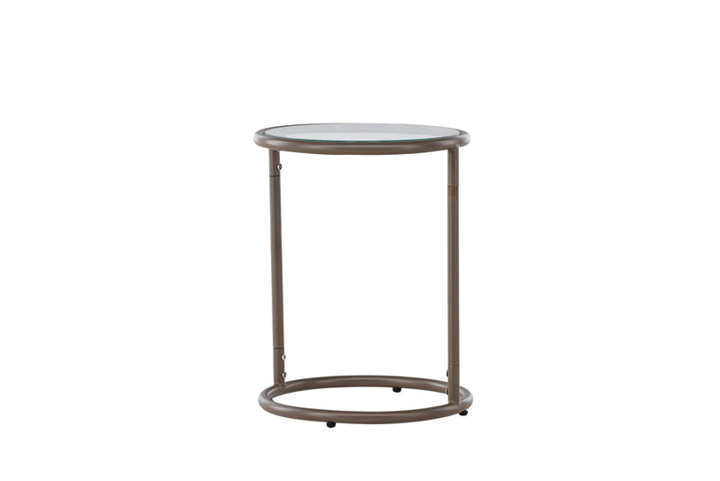 Venture Home - Stavanger – sidebord Ø35 cm – brun stålramme og klar glasplade
