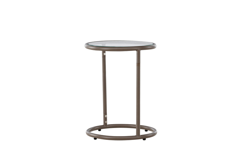 Venture Home - Stavanger – sidebord Ø35 cm – brun stålramme og klar glasplade