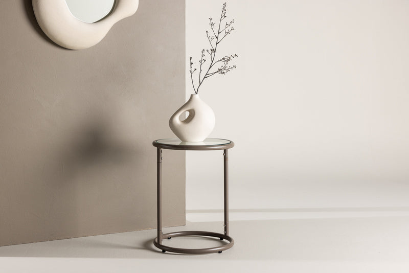 Venture Home - Stavanger – sidebord Ø35 cm – brun stålramme og klar glasplade