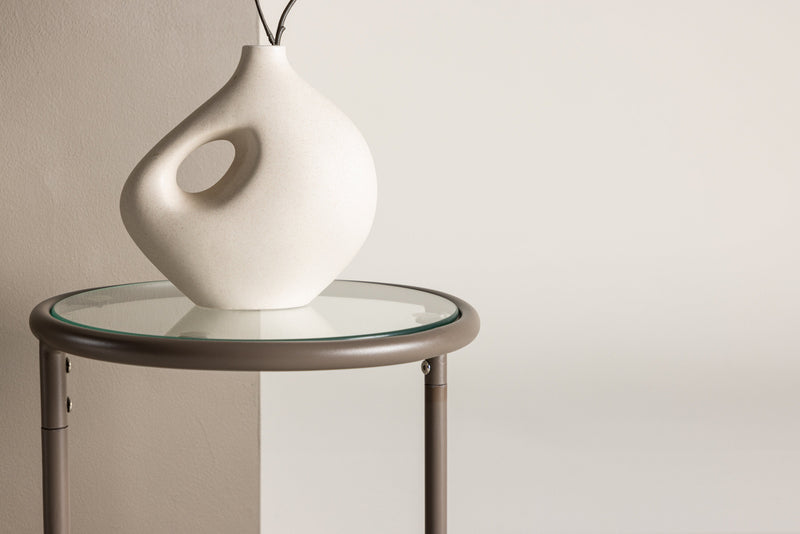 Venture Home - Stavanger – sidebord Ø35 cm – brun stålramme og klar glasplade