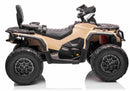 Megaleg - Can-Am Outlander EL ATV 10,8V Khaki, fjernb., 4xMotor, Lædersæde, Gummihj