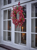 Bloomingville - Winter Berry Krans, Rød, Kunstige Blomster - Ø51 × H15 cm