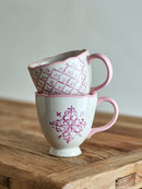 Bloomingville - Wonderland Krus, Rosa, Stentøj - Ø10,5 × H11 cm, sæt med 4