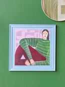 Bloomingville - Zoy Illustration med ramme, Multifarvet, Fyrretræ - L50 × H50 × B2 cm