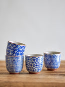 Bloomingville - Karine Kop, Blå, Stentøj - Ø7 × H7 cm, sæt med 4