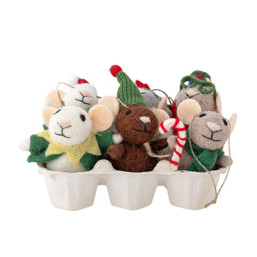 Bloomingville - Peo Ornament, Grøn, Uld - L16 × H13 × B12 cm, sæt med 6