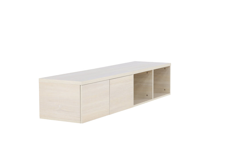 Venture Home - Nomi – TV‑bord 180×35 cm – whitewash, skuffer og åbne hylder