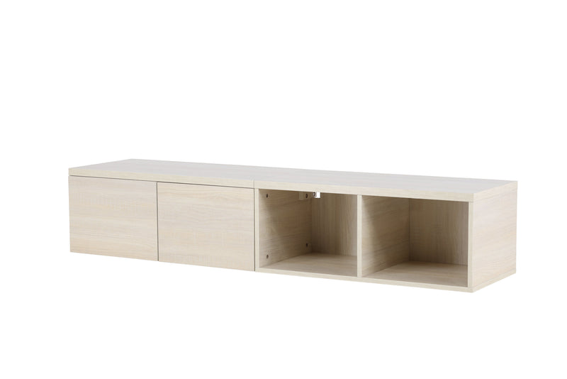 Venture Home - Nomi – TV‑bord 180×35 cm – whitewash, skuffer og åbne hylder