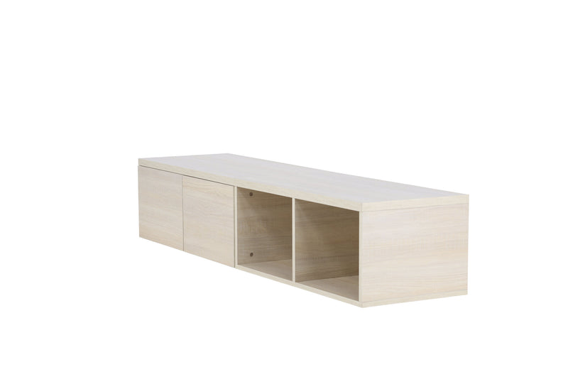 Venture Home - Nomi – TV‑bord 180×35 cm – whitewash, skuffer og åbne hylder