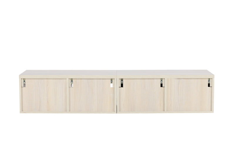 Venture Home - Nomi – TV‑bord 180×35 cm – whitewash, skuffer og åbne hylder