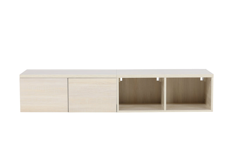 Venture Home - Nomi – TV‑bord 180×35 cm – whitewash, skuffer og åbne hylder