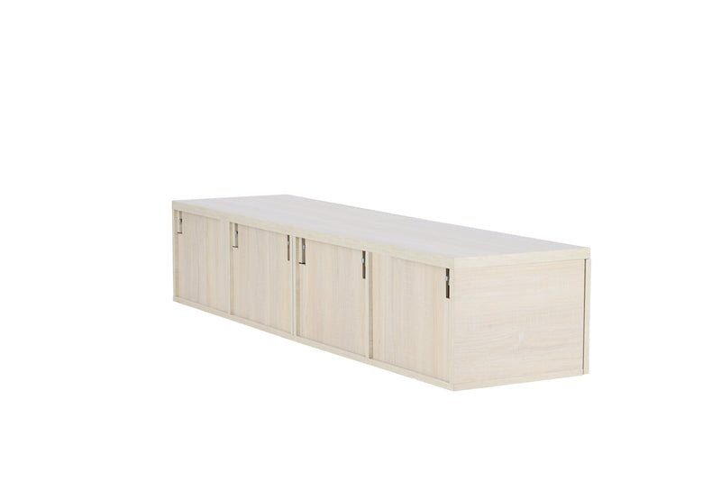 Venture Home - Nomi – TV‑bord 180×35 cm – whitewash, skuffer og åbne hylder