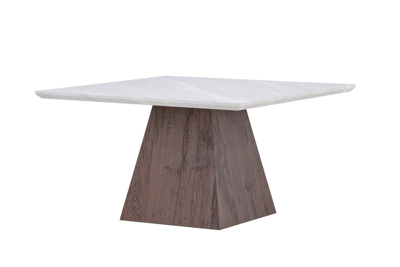 Venture Home - Cael – kvadratisk sofabord 80×80 cm – mocca fod / lys stenlook bordplade