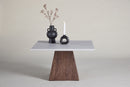 Venture Home - Cael – kvadratisk sofabord 80×80 cm – mocca fod / lys stenlook bordplade