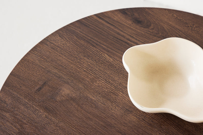 Venture Home Tekla – rundt sofabord Ø60 cm – mocca MDF med laminatoverflade i træstruktur