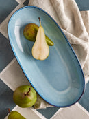 Bloomingville - Sandrine Serveringsfad, Blå, Stentøj - L34 × B16 cm