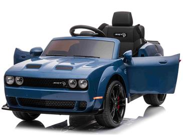 Dodge challenger SRT, blå, m. gummihjul, 2x25W, 10,8V 7,5ah litium