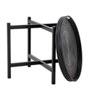 Bloomingville - Milli Bakkebord, Sort, Rattan - Ø60 × H47 cm