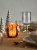Bloomingville - Felecia Fyrfadsstage, Guld, Genanvendt Glas - Ø10 × H10 cm