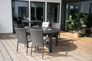 Venture Home - Marbella rundt spisebord, sort, Ø140/190 cm udtræk