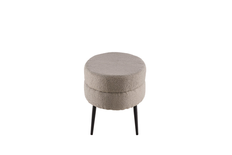 Venture Home Otto puf – Grå/beige Teddy med sorte stålben – 100×40×41 cm