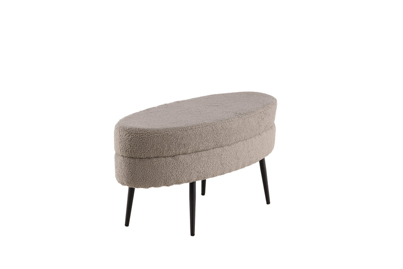Venture Home Otto puf – Grå/beige Teddy med sorte stålben – 100×40×41 cm