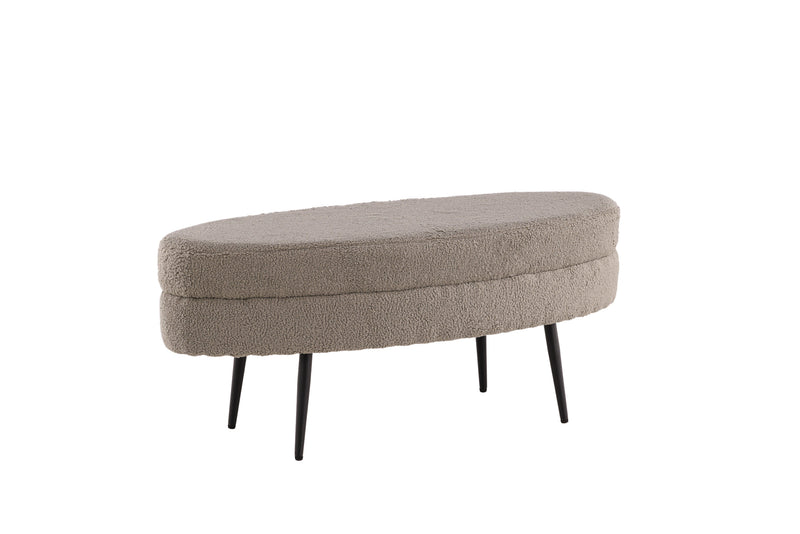 Venture Home Otto puf – Grå/beige Teddy med sorte stålben – 100×40×41 cm