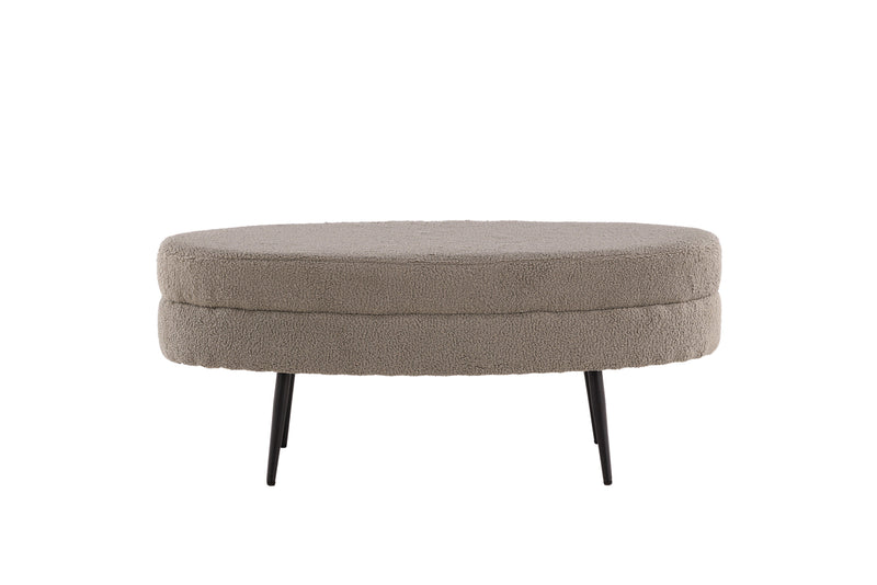 Venture Home Otto puf – Grå/beige Teddy med sorte stålben – 100×40×41 cm