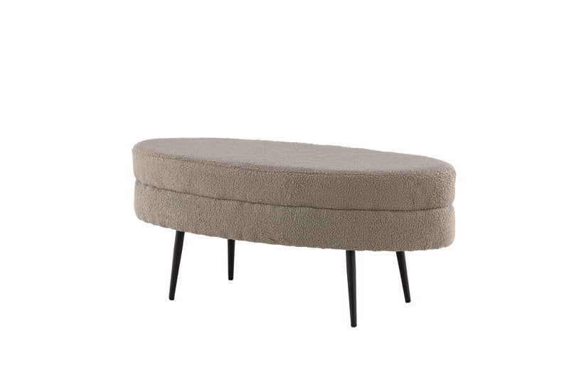 Venture Home Otto puf – Grå/beige Teddy med sorte stålben – 100×40×41 cm