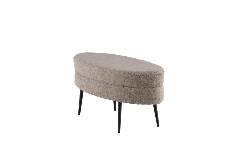 Venture Home Otto puf – Grå/beige Teddy med sorte stålben – 100×40×41 cm