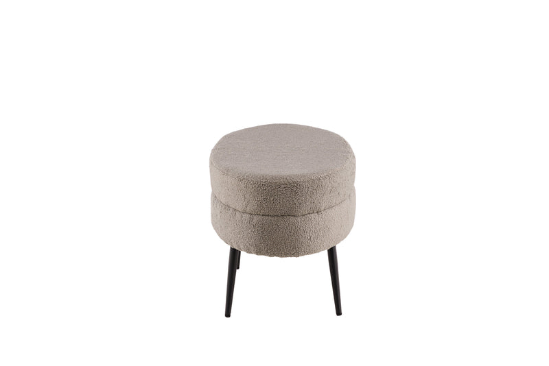 Venture Home Otto puf – Grå/beige Teddy med sorte stålben – 100×40×41 cm