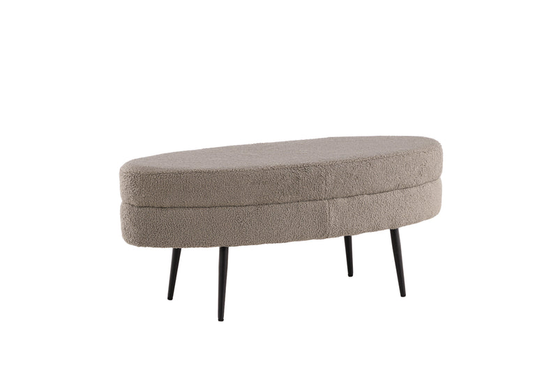 Venture Home Otto puf – Grå/beige Teddy med sorte stålben – 100×40×41 cm