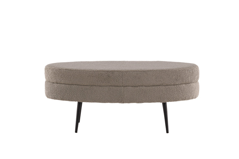 Venture Home Otto puf – Grå/beige Teddy med sorte stålben – 100×40×41 cm