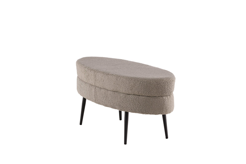 Venture Home Otto puf – Grå/beige Teddy med sorte stålben – 100×40×41 cm