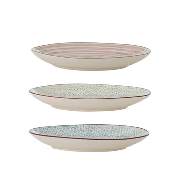 Bloomingville - Patrizia Tallerken, Multifarvet, Stentøj - Ø20 × H2,5 cm, sæt med 3