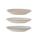 Bloomingville - Patrizia Tallerken, Multifarvet, Stentøj - Ø20 × H2,5 cm, sæt med 3